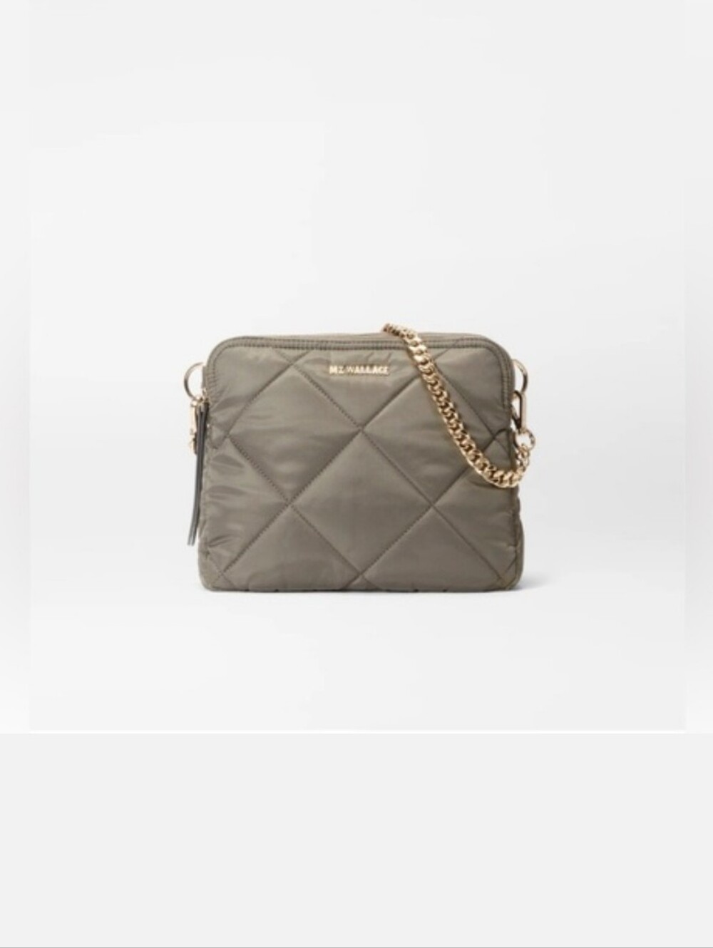 MZ Wallace Madison Quilted Bag in Magnet with Gold Chain Strap